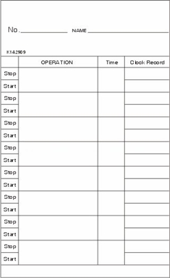 FORM K142909 Time Cards