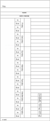 FORM K1435 Time Cards