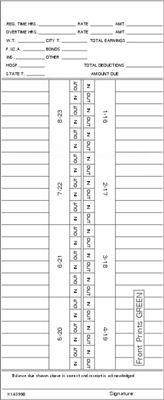 FORM K143990 Time Cards