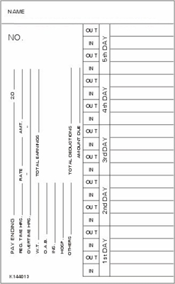 FORM K144013 Time Cards