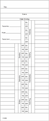 FORM K1496 Time Cards