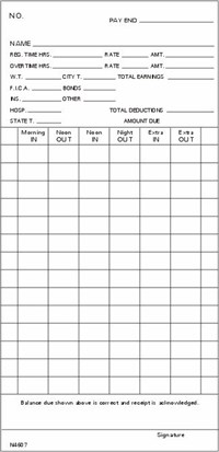 FORM N4607 Time Cards