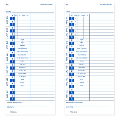 FORM PTR35100-2 Time Cards