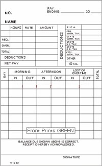 FORM V1212 Time Cards